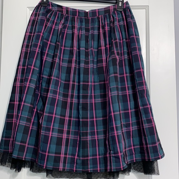1901 Tartan Skirt Washed Faded Effect with Dotted Tulle Slip and Pockets SIZE M - Picture 5 of 13